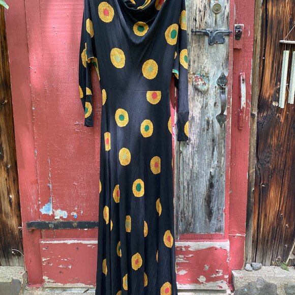 Rare - Koos Van Den Akker Couture 60's/70's Op Art Print Silk Jersey Maxi Dress - Picture 10 of 11